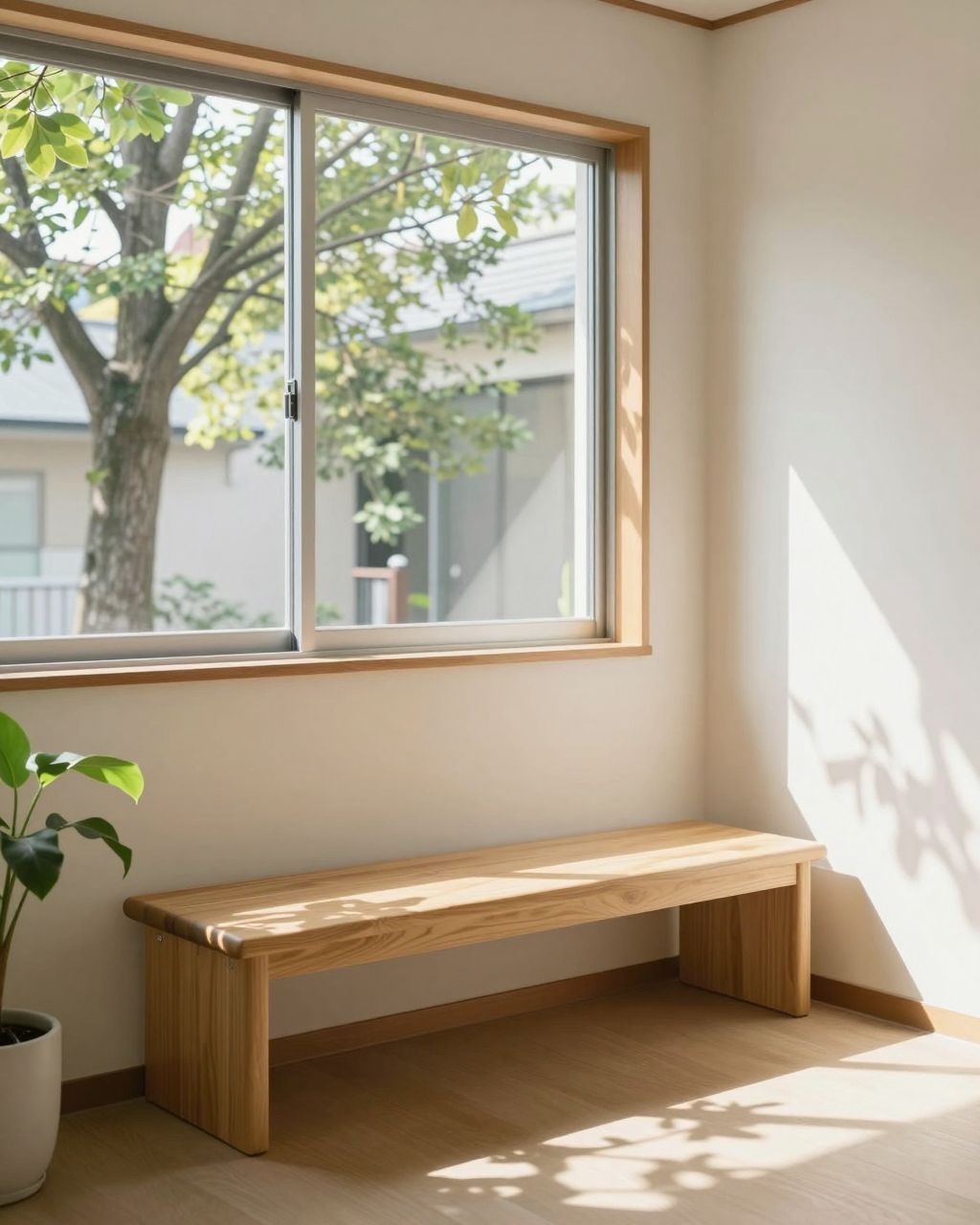 木もれ日の入る待合室
